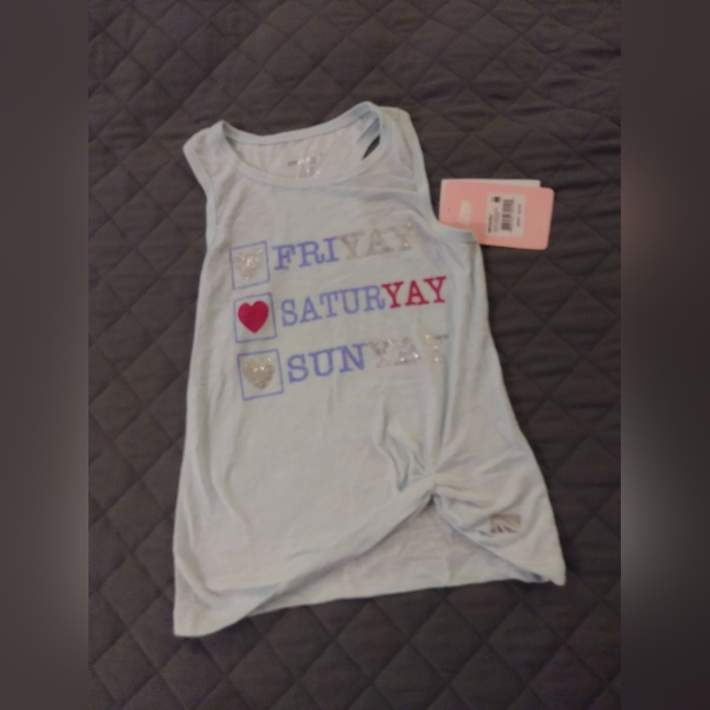 Marika Kids Tank Top with Weekend Print in Blue and Red